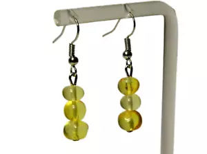 Baltic Amber Dangle Drop Earrings Yellow Women Natural Honey Transparent 007R-1 - Picture 1 of 7