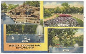 Cleveland Ohio Postcard Brookside Park Multi - View Unused Linen - Picture 1 of 2