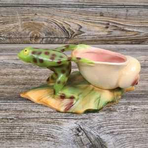 Rare Vtg Mid Century  Pasadena CA Frog w/Snail Shell/Leaf Planter Walter Wilson - Picture 1 of 6