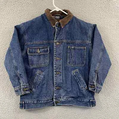 GH Bass Denim Jacket Girls XL 12 Trucker Plaid Lined Button Pockets Outdoor - Image 1 of 4