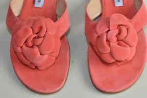 Neu Manolo Blahnik Petala Camellia Korallen-Orange Wildleder Sandalen Dias Shoes - Picture 1 of 8