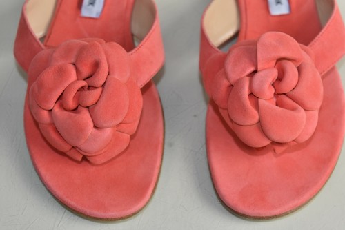MBT NUOVI sandali Manolo Blahnik PETALA camelia corallo arancione scamosciato scarpe slide 37