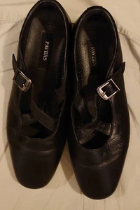 Black Pavers Women Shoes 7 Cross Over Buckle Elastic kemp 613 - Picture 1 of 6