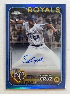 2024 Topps Chrome Steven Cruz Blue Refractor Auto /150 RC #RA-SC KC Royals - Picture 1 of 2