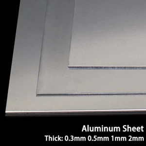 Aluminum Sheet Metal Flat Plate DIY Multiple Sizes 0.3mm 0.5mm 1mm 2mm Thickness - Picture 1 of 8