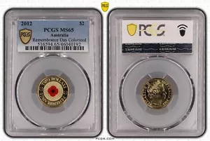 Australia 2012 $2 Remembrance Day Colorized Red Poppy PCGS MS65 #0192 - Picture 1 of 1