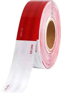 1 inch x 30Feet Reflective Safety Tape DOT-C2 Waterproof Red and White Adhesive - Picture 1 of 7