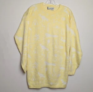 Diane Von Furstenberg DVF Hieroglyphics Egypt VTG 80s Print Mock Neck Sweater - Picture 1 of 6