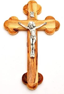 Olive Wood Cross Made in Bethlehem Jerusalem (Size L/13 x W/8 cm) - Picture 1 of 1