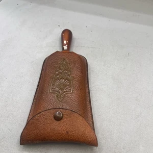 Antique Amity Clothes Whisk Brush With Genuine Leather Case Rare - Picture 1 of 13
