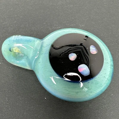 Colgante de vidrio artístico con racimo de triple ópalo hecho a mano azul/verde borosilicato Foto 1 de 4