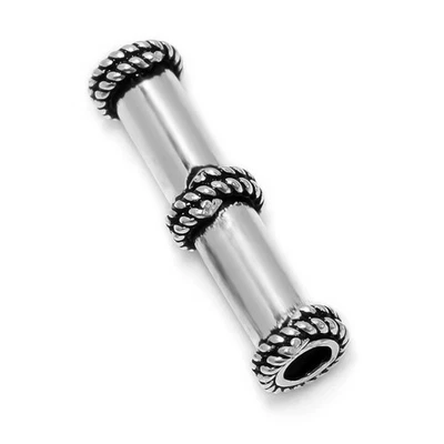35 PCS 22X5MM BALI TUBE BEAD ANTIQUE STERLING SILVER PLATED 709 - Image 1 of 3