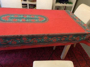 Vintage Weihnachten Urlaub Tischdecke rechteckig rot grün Weihnachtsstern Band 97,5”x57” - Bild 1 von 9