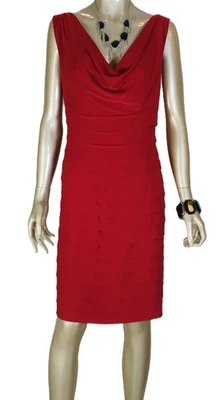 VESTIDO AMERICANO LIVING~EC~SEXY ROJO AJUSTADO TEJIDO EN CAPAS HASTA LA RODILLA CUELLO REDONDO 14 Foto 1 de 4