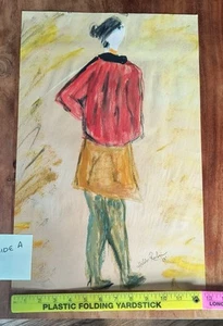 Hilda Rubin Listed Artist Signed Mixed Media Double Sided Woman 1959 MCM #11 - Picture 1 of 16