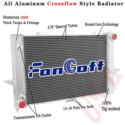2-Row Aluminum Radiator Fits 1998-2004 2000 Volvo V70 C70 S70 2.3L 2.4L L5 Foto 1 de 4