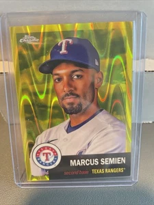 2022 Topps Chrome Platinum Marcus Semien #380 rifrattore giallo Raywave /250 - Foto 1 di 2
