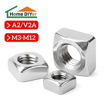Vierkantmuttern DIN 557 Edelstahl A2 V2A M3 M4 M5 M6 M8 M10 M12 Vierkantmutter - Bild 1 von 4