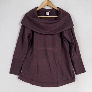 Soft Surroundings Sweatshirt Womens Medium Plum Floral Velvet Design Cowl Neck - Picture 1 of 10