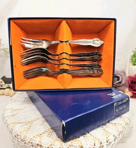 Vintage Whiltshire Silver Plated 'Victorianna' 6 Cake Forks In Original Box - Picture 1 of 9