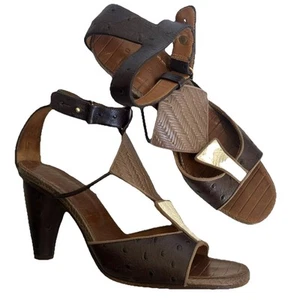 Chie Mihara Damen Sandalen US 8,5 EU 39 Blockprägung Leder T-Riemen Absatz - Bild 1 von 19