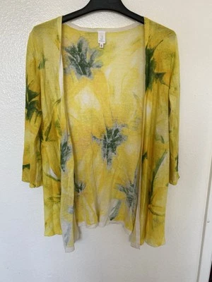 Cárdigan informal Jones New York amarillo y verde Foto 1 de 4