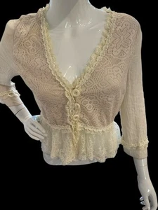 Pretty Angel Junior’s Lined Embroidered Mesh/Lace Top Boutique, Size M, Ivory - Picture 1 of 7