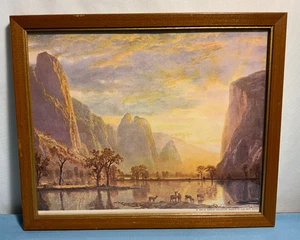 Vintage Valley of Yosemite Albert Bierstadt 1864 amerikanischer Wandkunstdruck 9”x 11” - Bild 1 von 4