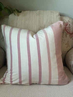 LAUREN RALPH LAUREN Allie Stripe pink stripe pillow 18x18 SUPER CUTE! - Image 1 of 4