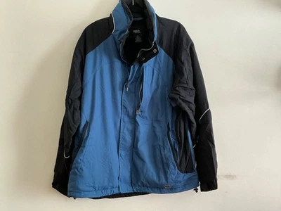Chaqueta de Invierno Izod Para Hombres L Azul Negro Cremallera Completa Capucha Forrada de Vellón Abrigo Informal Foto 1 de 4