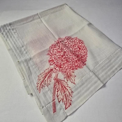 Pañuelo Vintage Flor Pañuelo Crisantemo Dalia Flores 16" x 17" LEER Foto 1 de 4