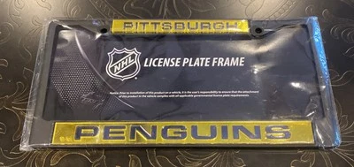 Pittsburgh Penguins NHL Metal Laser Cut License Plate Frame Matte Black & Yellow - Image 1 of 3