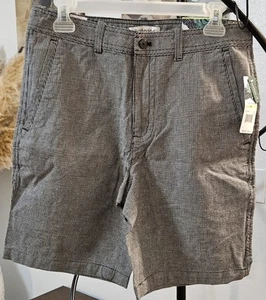 Cubavera pantaloncino uomo taglia 30 misto lino nero check tessuto piatto davanti cucitura interna 9" - Foto 1 di 5