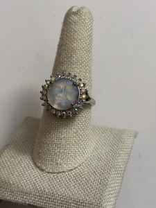 Anello Kirks Folly vista mare faccia di luna con cristalli AB misura 8,25 celesiziale - Foto 1 di 7