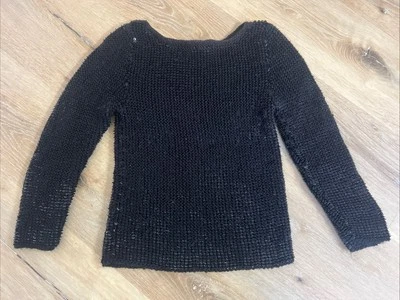 90’s - Y2K Alberto Makali Women's Size S Black Knit Sequined 3/4 Sleeve Shirt - Image 1 of 4