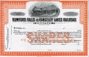 19__ Rumford Falls & Rangley Lakes RR Stock Certificate - Picture 1 of 1