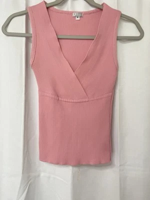 Camiseta sin mangas acanalada elástica rosa XOXO vintage años 90 talla mediana Foto 1 de 4