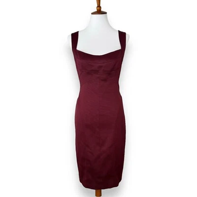 David Meister Womens Sheath Dress Red Stretch Lined Square Neck Zip Bodycon 10 - Image 1 of 4