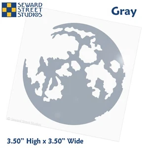 Gray Full Moon Vinyl Decal, Luna Window Sticker #1328-GY - Picture 1 of 5
