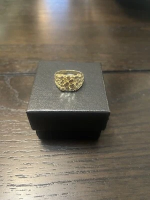 DEFECTUOSO sin etiquetas Anillo Pepita Pequeña Oro Amarillo 10k G3D Foto 1 de 4