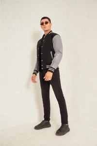 Chaqueta Universitaria Unisex Béisbol Letterman Chaquetas Cuerpo de Lana Cuero Genuino Manga - Imagen 1 de 5