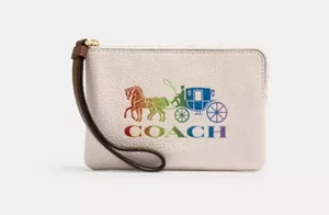 Coach Corner Zip Wristlet RAINBOW GLITTER Horse And Carriage SOLD OUT - Picture 1 of 5