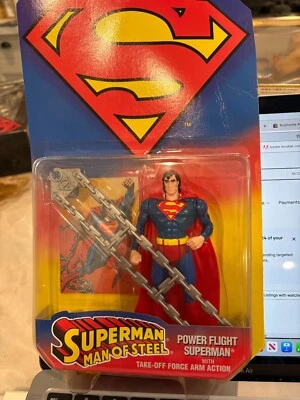 Kenner  Hasbro 1995 Superman Man of Steel Power Flight  w/take-off arm actionNIB — 第 1/4 张图片
