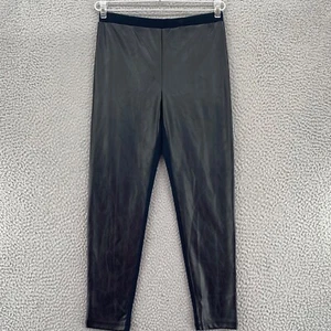 Polo Ralph Lauren Leggings Womens Large Black Faux Leather Front Stretch Pull On - Picture 1 of 12