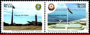 3305 BRAZIL 2015 DIPLOMATIC RELATIONS AZERBAIJAN, FLAG, COAT OF ARMS, C-3457 MNH - Picture 1 of 2