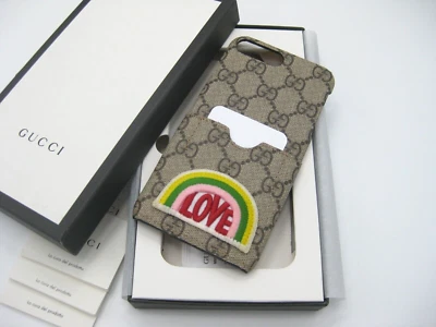Funda de Lona Gucci iPhone 7 Plus GG Supreme Signature Beige Parche Multi AMOR NUEVA EN CAJA Foto 1 de 4