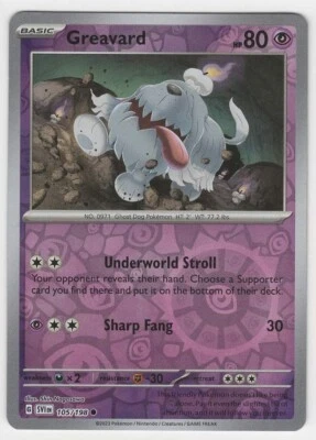 2023 ANIME POKEMON CARD GREAVARD HOLO SCARLET & VIOLET 105/198 - Image 1 of 2