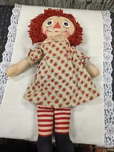 Bambola vintage anni 60 Knickerbocker Raggedy Ann con abito stampa papavero, senza grembiule - Foto 1 di 9