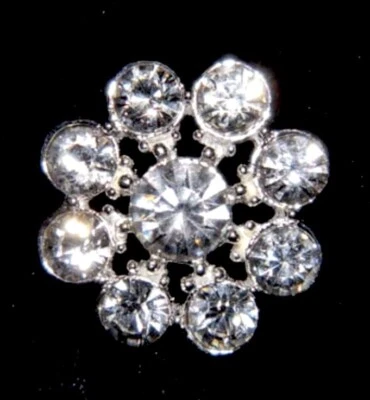 Flower Sewing Button Rhinestone With Hole Silver Plated Shank Button Women - Image 1 of 4