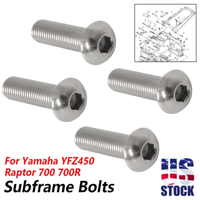 4pcs Subframe Sub Frame Bolts For Yamaha YFZ450 2004-23 Raptor 700 700R 06-23 US - Image 1 of 4